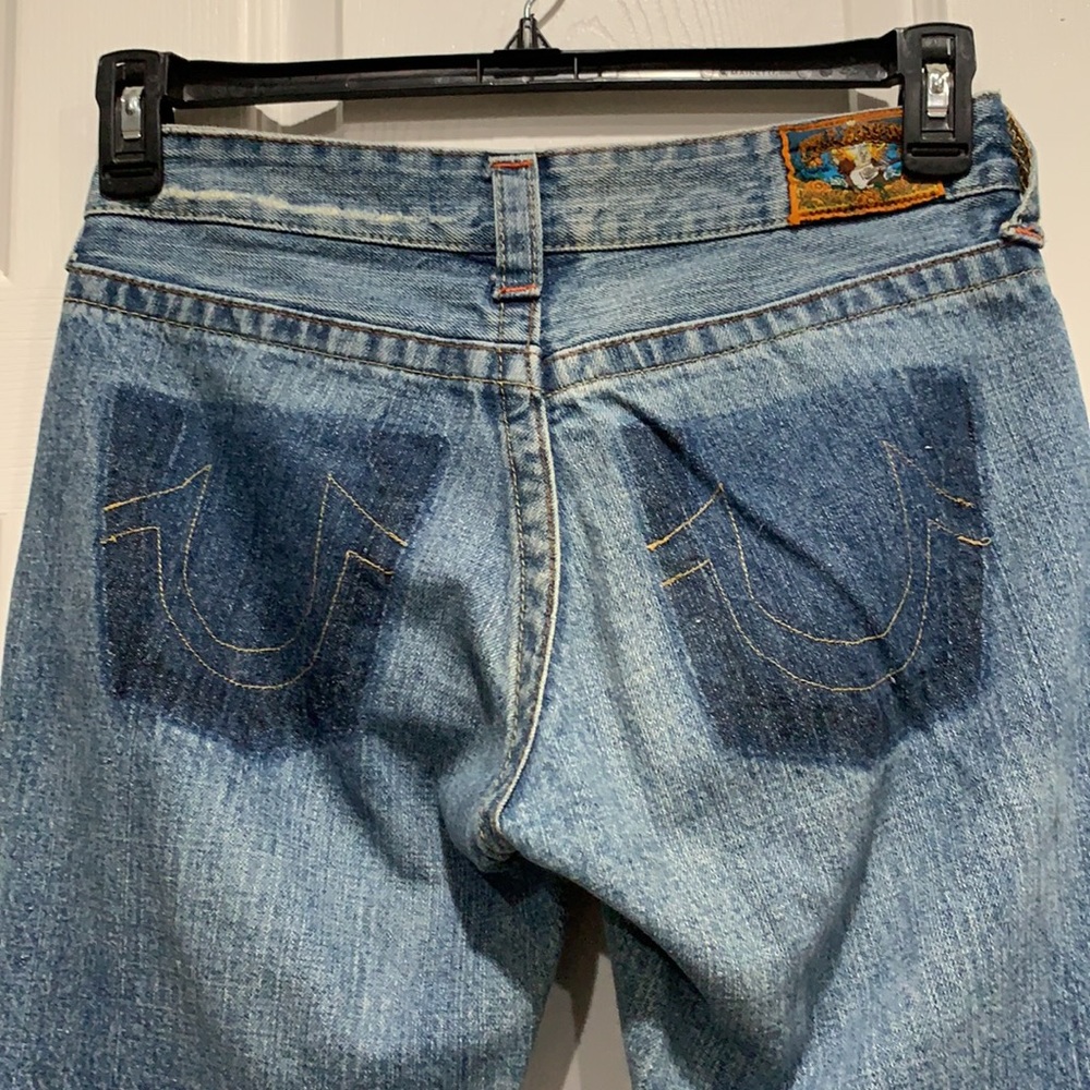 True Religion Patchwork Distressed Boot Cut Jeans - image 6